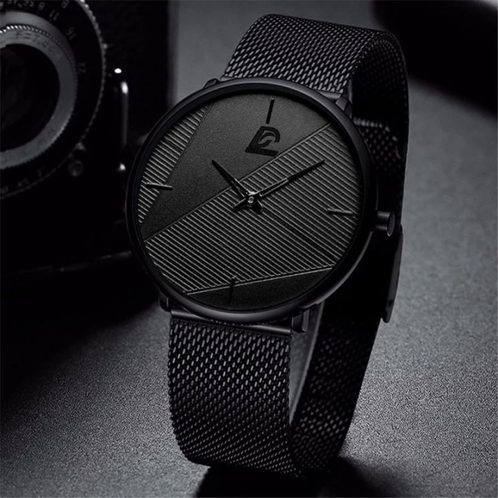 Minimalist Black Quartz Slim Watch